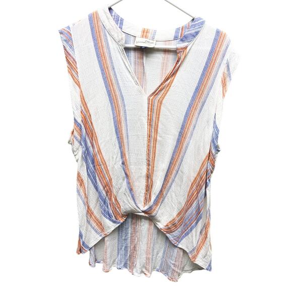 Womens Striped Universal Thread Sleeveless Top V Neck Gauzy Blouse Size XXL - Picture 1 of 8